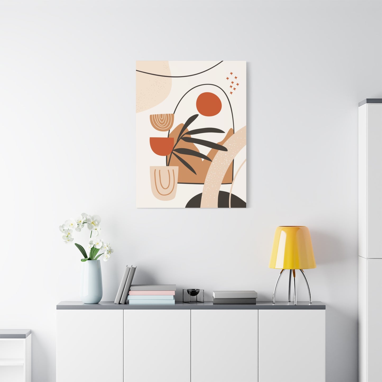 Boheme Luna  Art Set 1.3 - Matte Canvas Decor with Minimalist Leaf Design