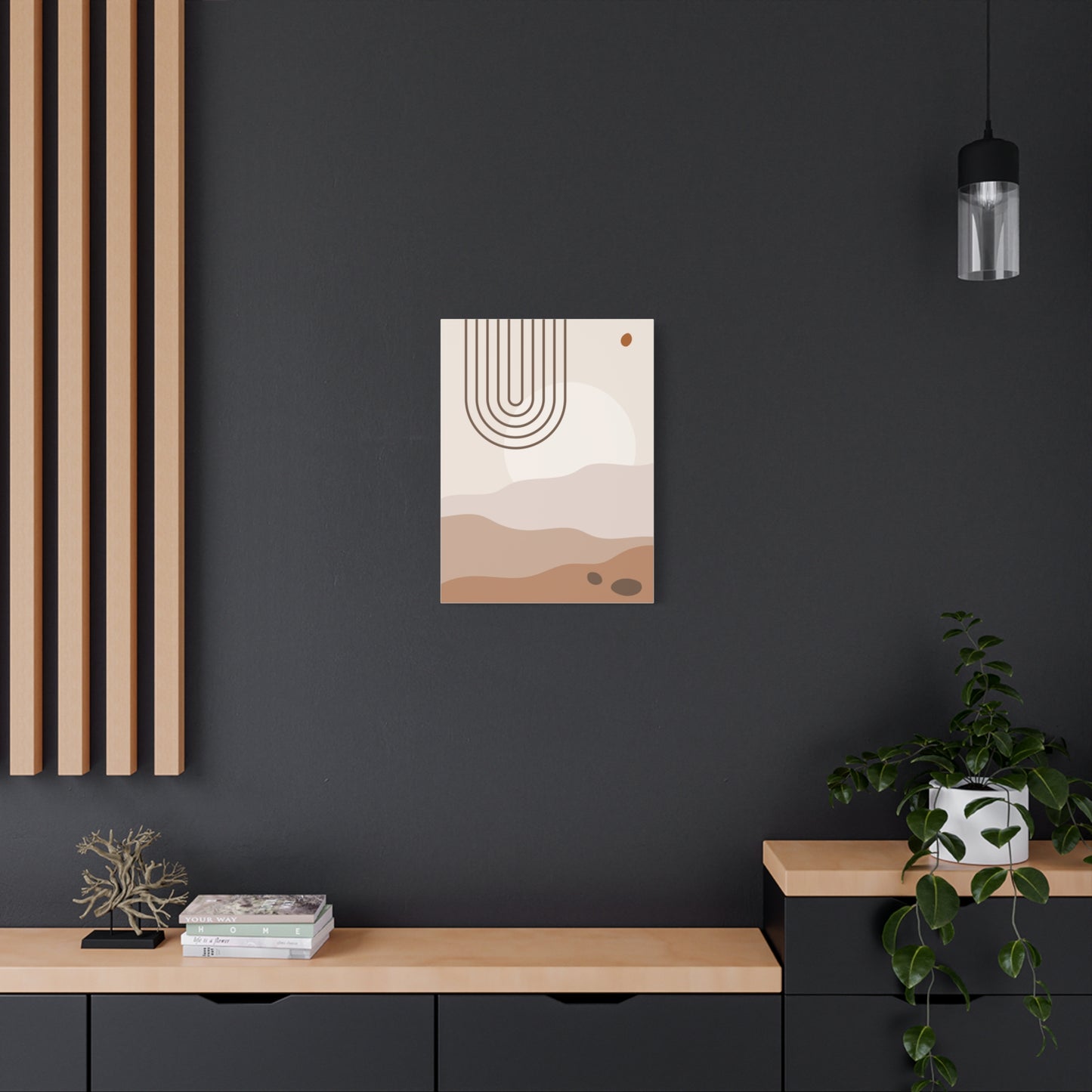 Brown View Wall Art Set 1.1 - Matte Canvas Decor with Minimalist Leaf Design