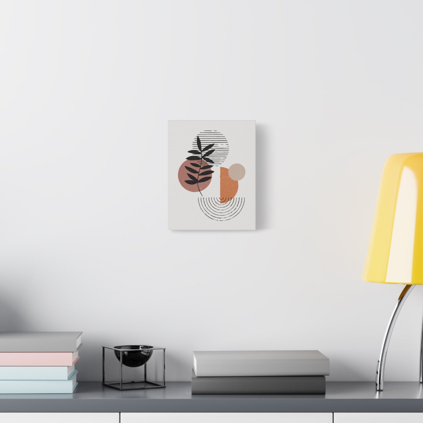 Orange Tone Flower Art Set 1.3 - Matte Canvas Decor with Minimalist Leaf Design