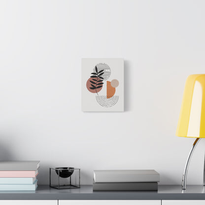 Orange Tone Flower Art Set 1.3 - Matte Canvas Decor with Minimalist Leaf Design