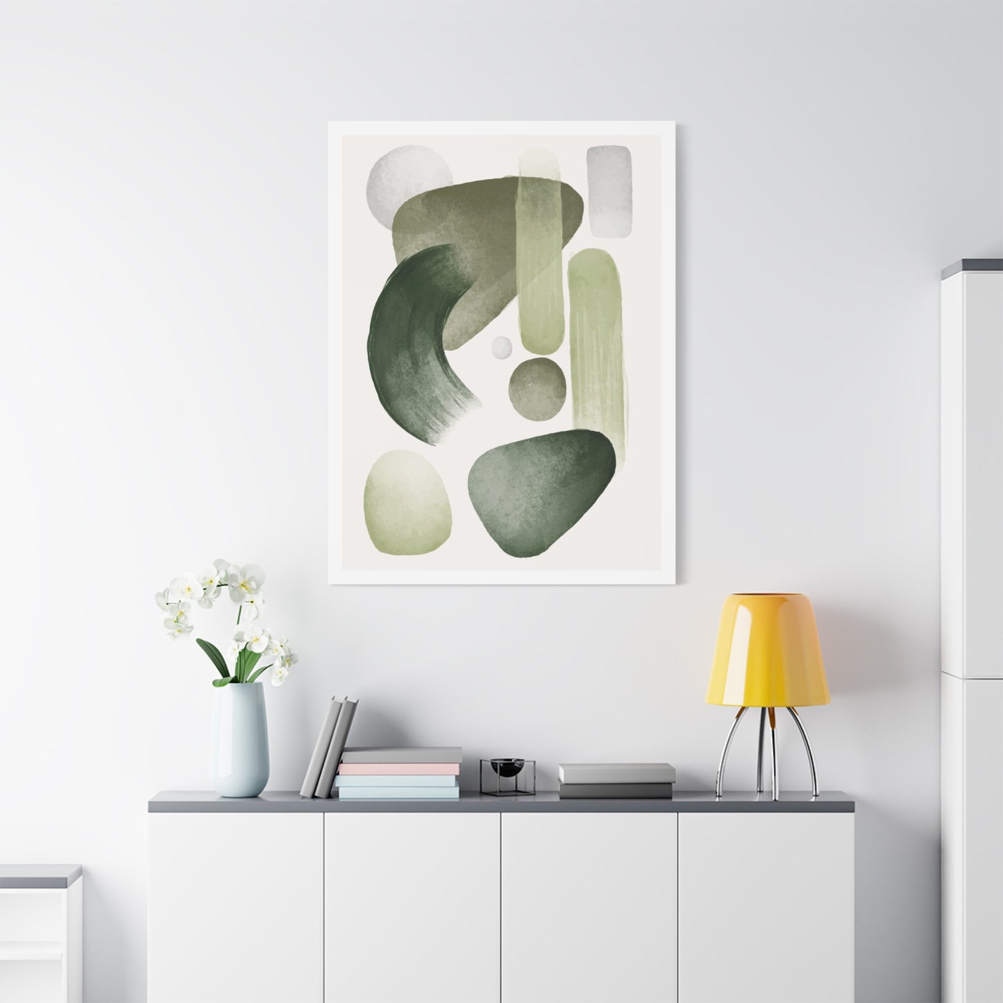 Olive Green Art Set 1.2- Matte Canvas Decor with Minimalist Leaf Design