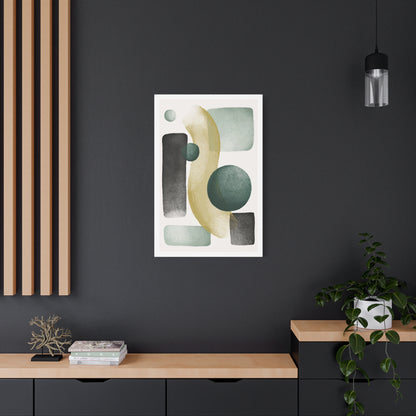 Army Green Art Set 1.2 - Matte Canvas Decor with Minimalist Leaf Design