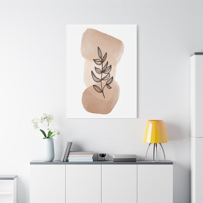 Brown Modern Botanical Wall Art Set 1.1- Matte Canvas Decor with Minimalist Leaf Design