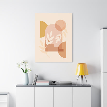 Abstract Terracotta Botanical Art Set 1.1 - Matte Canvas Decor with Minimalist Leaf Design