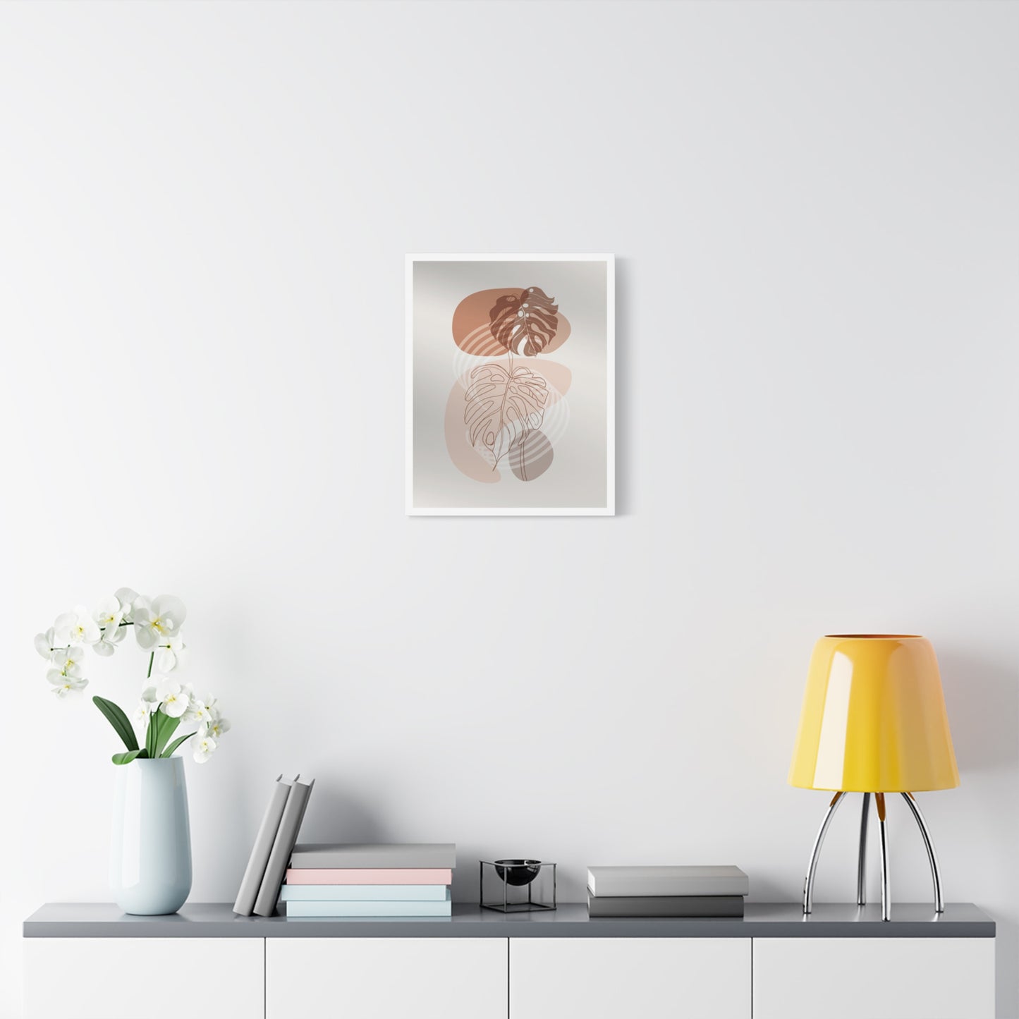 Brown Leaf Wall Painting Set 1.2 - Matte Canvas Decor with Minimalist Leaf Design