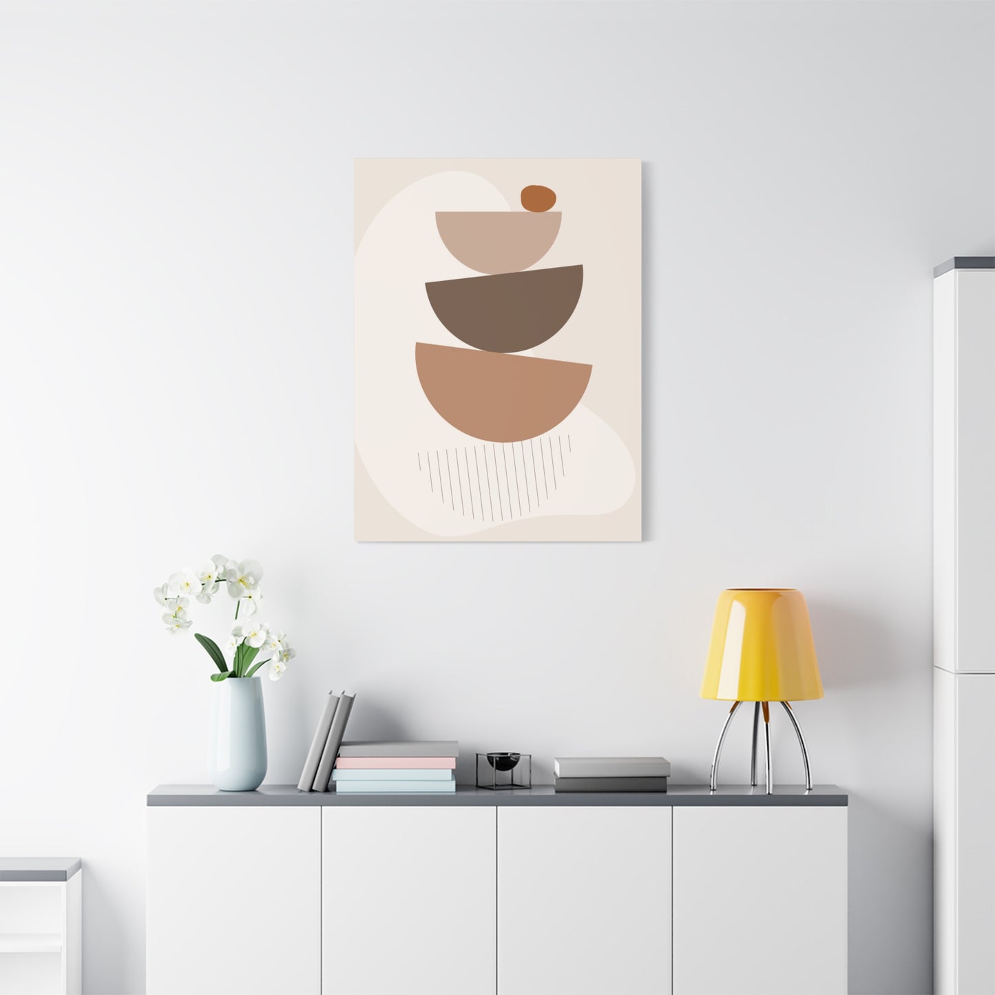 Brown View Wall Art Set 1.2 - Matte Canvas Decor with Minimalist Leaf Design
