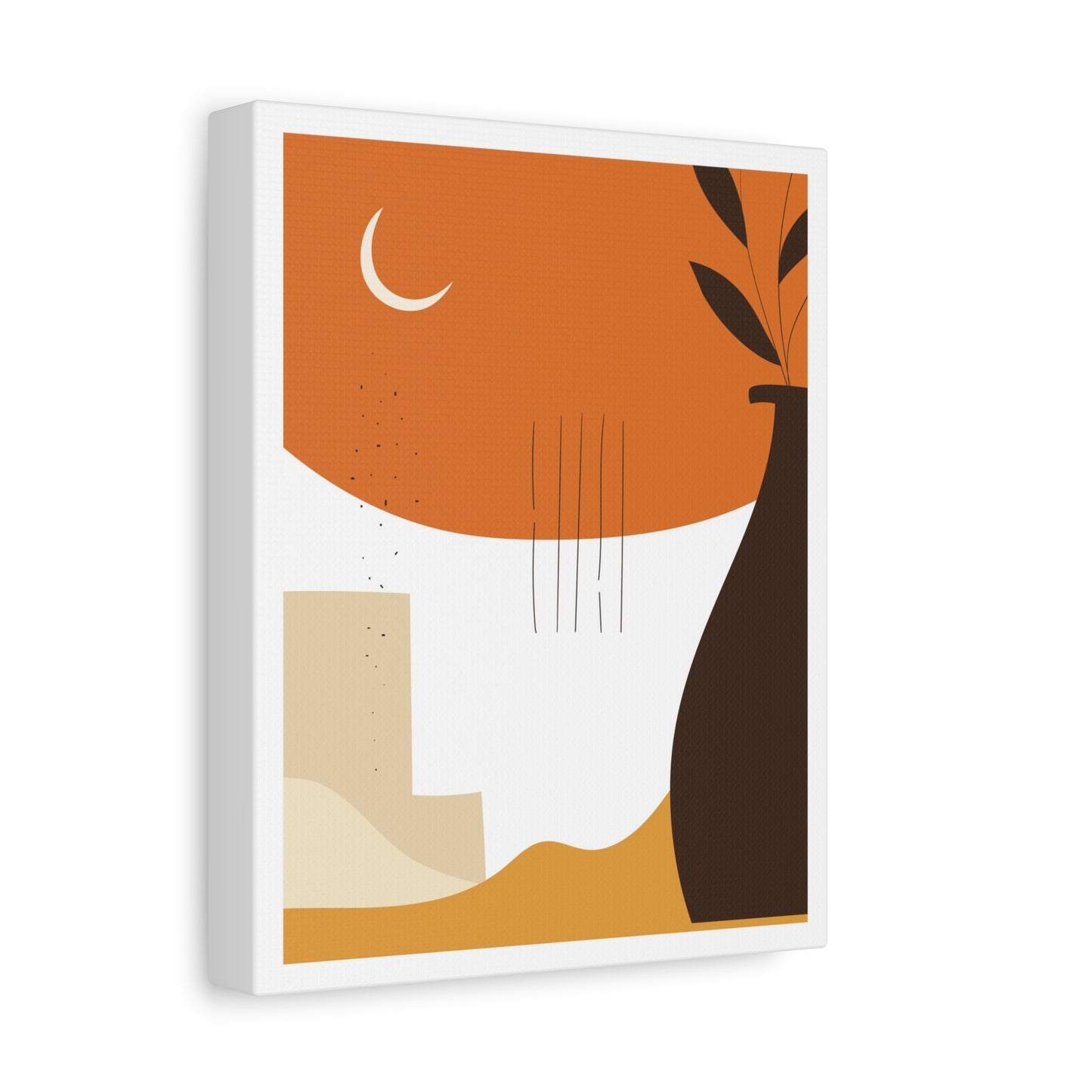 Lunar Bloom Art Set 1.3 - Matte Canvas Decor with Minimalist Leaf Design
