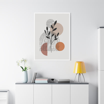Orange Tone Flower Art Set 1.2 - Matte Canvas Decor with Minimalist Leaf Design