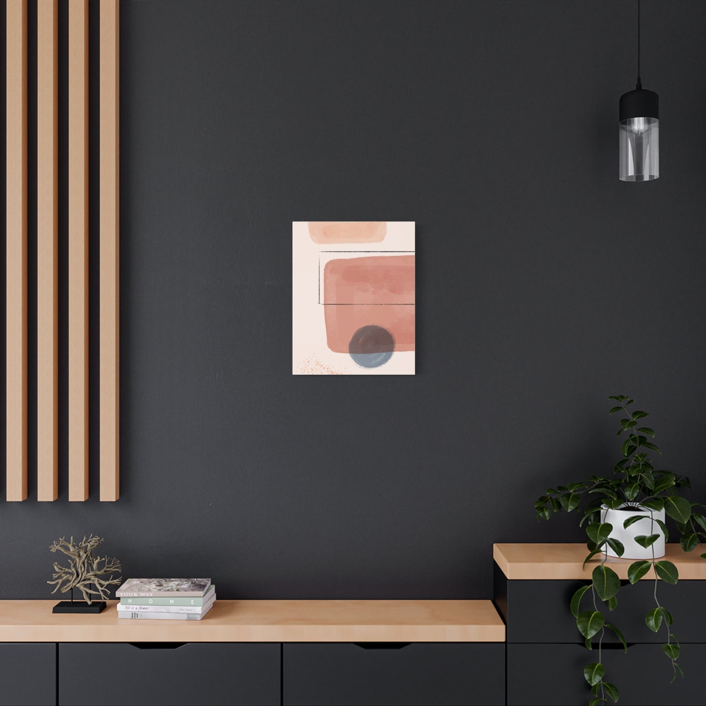 Pink Water Minimal Art Set 1.2 - Matte Canvas Decor with Minimalist Leaf Design
