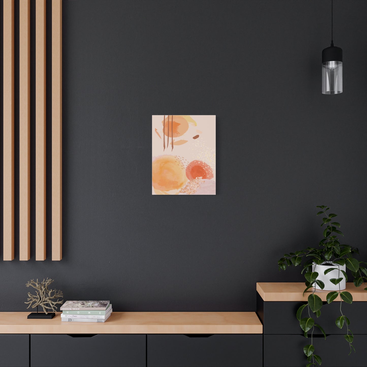 Sunlit Spark Art Set 1.3 - Matte Canvas Decor with Minimalist Leaf Design