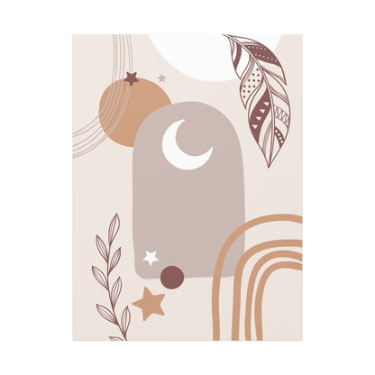 Sunset Botanica Art 1.2 - Matte Canvas Decor with Minimalist Leaf Design