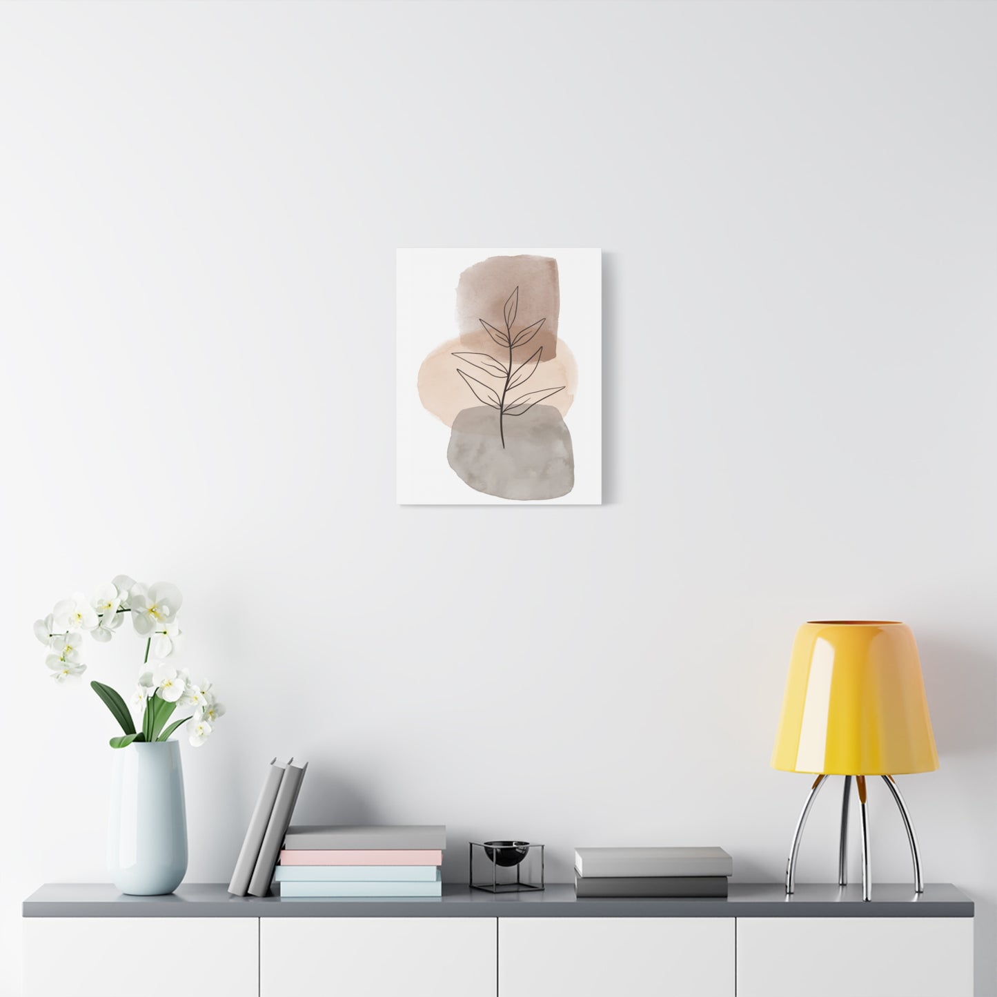 Brown Modern Botanical Wall Art Set 1.3 - Matte Canvas Decor with Minimalist Leaf Design