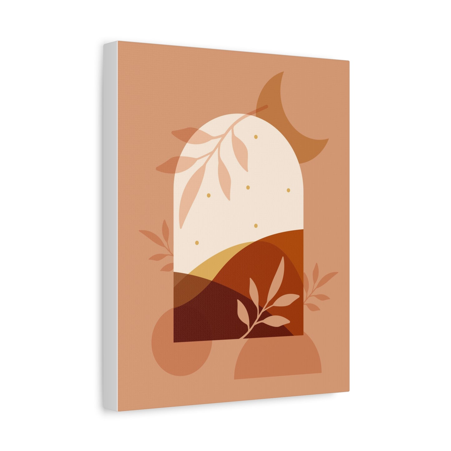 Abstract Terracotta Botanical Art Set 1.3 - Matte Canvas Decor with Minimalist Leaf Design