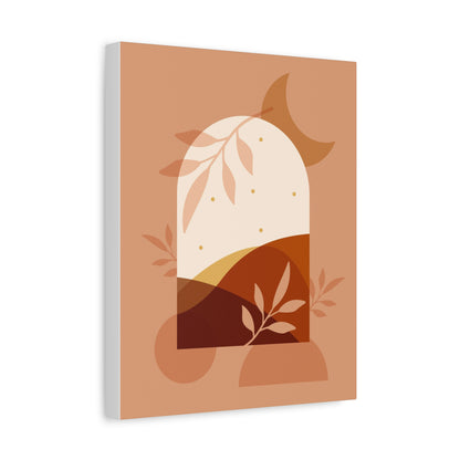 Abstract Terracotta Botanical Art Set 1.3 - Matte Canvas Decor with Minimalist Leaf Design