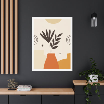 Lunar Bloom Art Set 1.1 - Matte Canvas Decor with Minimalist Leaf Design