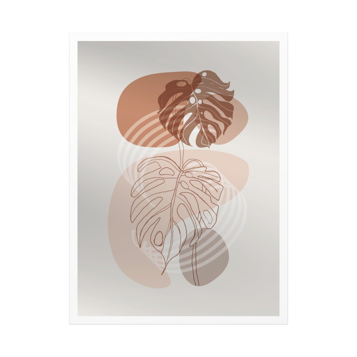 Brown Leaf Wall Painting Set 1.2 - Matte Canvas Decor with Minimalist Leaf Design