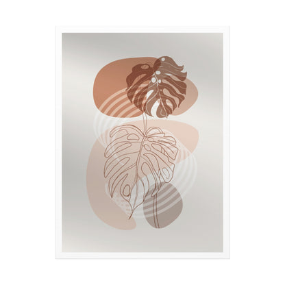 Brown Leaf Wall Painting Set 1.2 - Matte Canvas Decor with Minimalist Leaf Design