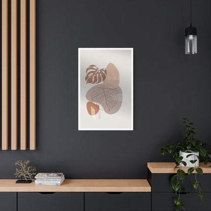 Brown Leaf Wall Painting Set 1.1 - Matte Canvas Decor with Minimalist Leaf Design