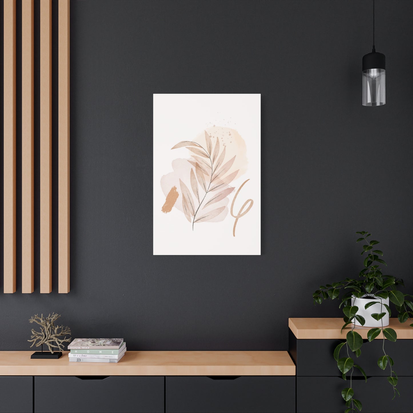 Abstract Earthy Florals Art Set 1.3- Matte Canvas Decor with Minimalist Leaf Design