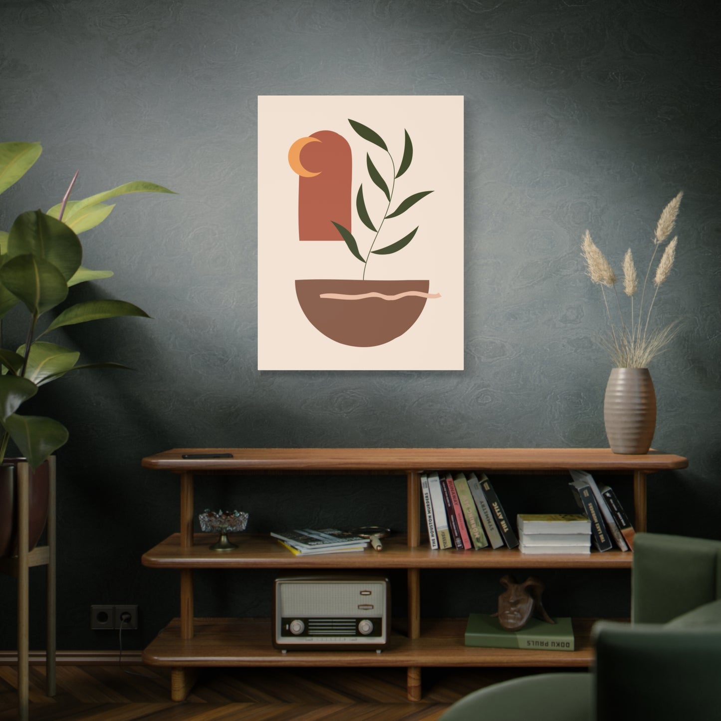 Petal Village Art Set 1.3 - Matte Canvas Decor with Minimalist Leaf Design