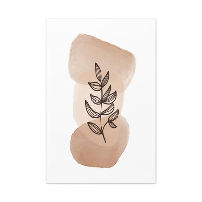 Brown Modern Botanical Wall Art Set 1.1- Matte Canvas Decor with Minimalist Leaf Design