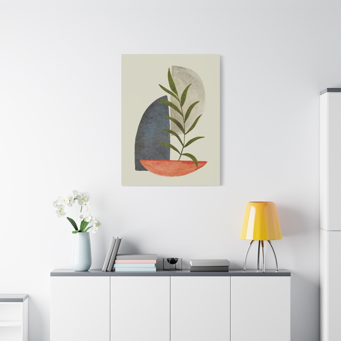 Flower Wall Art Set 1.2 - Matte Canvas Decor with Minimalist Leaf Design