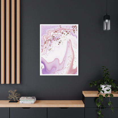 Blush Pink Marble Wall Art Set 1.1 - Matte Canvas Decor with Minimalist Leaf Design
