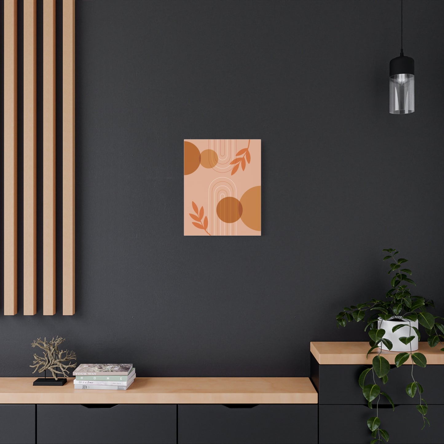 Abstract Terracotta Botanical Art Set 1.2 - Matte Canvas Decor with Minimalist Leaf Design
