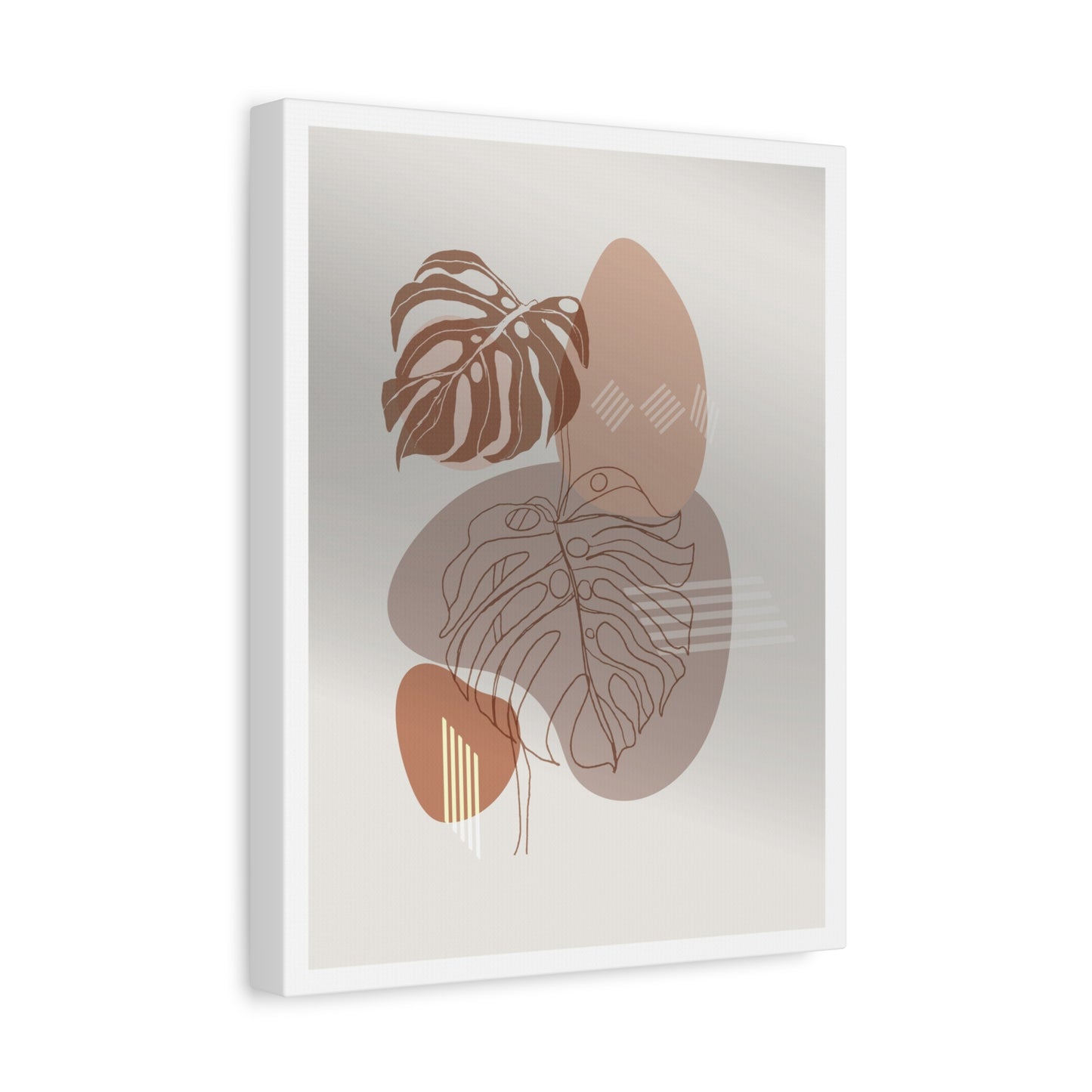 Brown Leaf Wall Painting Set 1.1 - Matte Canvas Decor with Minimalist Leaf Design