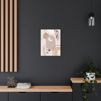 Sunset Botanica Art 1.2 - Matte Canvas Decor with Minimalist Leaf Design