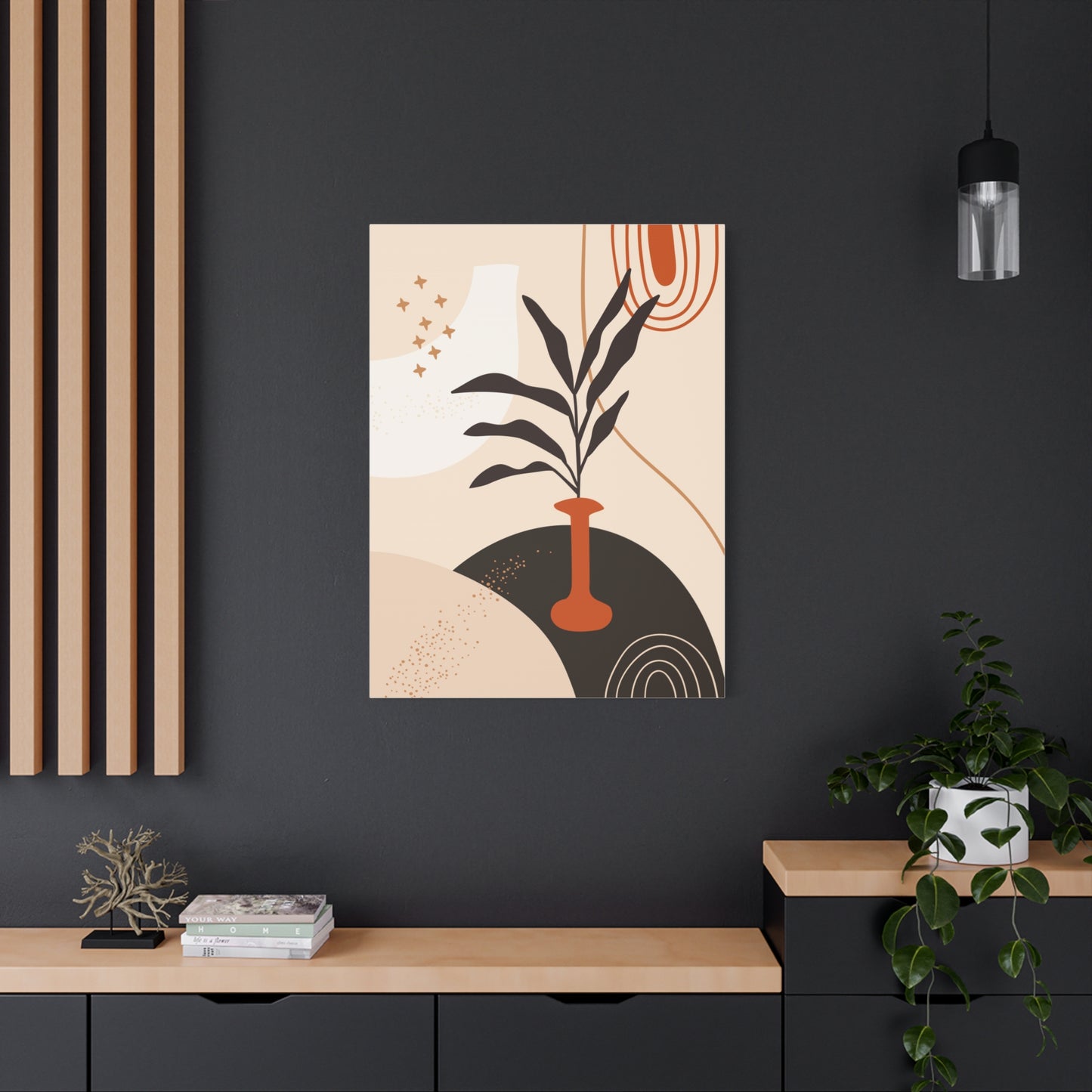 Boheme Luna  Art Set 1.1 - Matte Canvas Decor with Minimalist Leaf Design