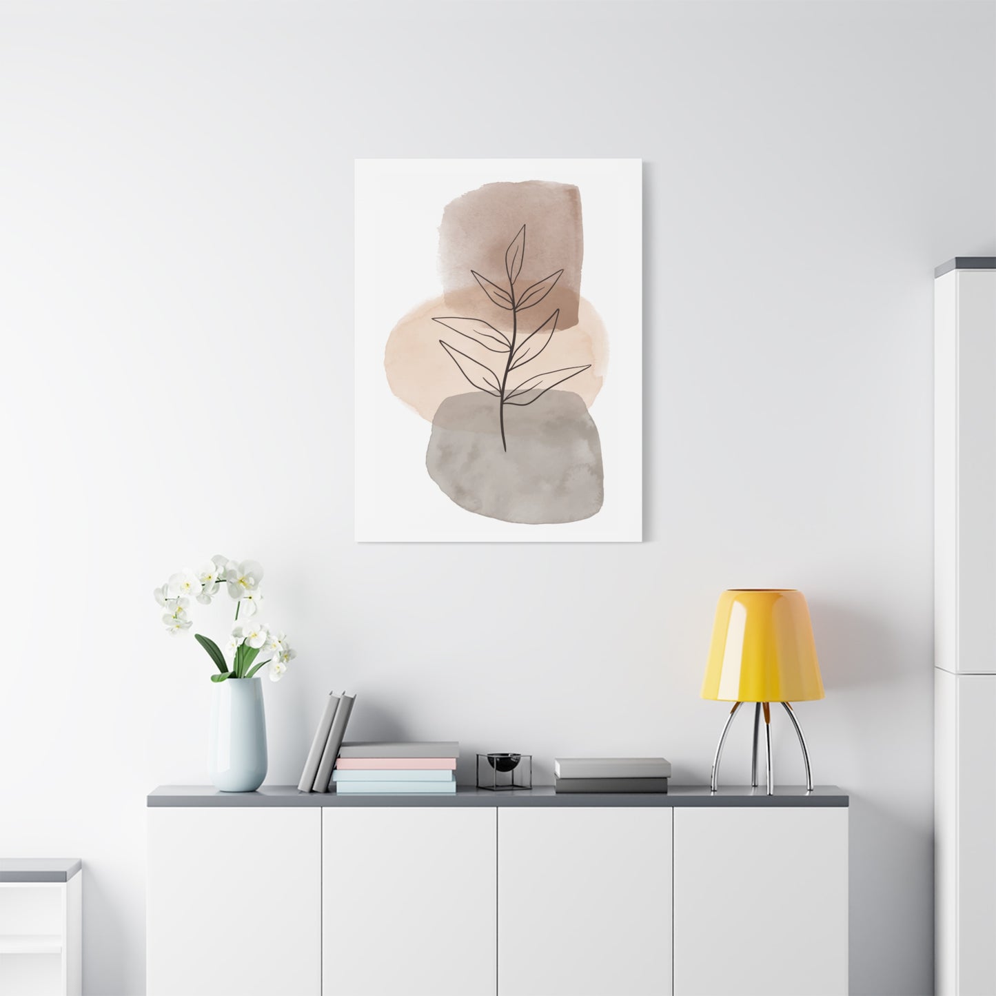 Brown Modern Botanical Wall Art Set 1.3 - Matte Canvas Decor with Minimalist Leaf Design