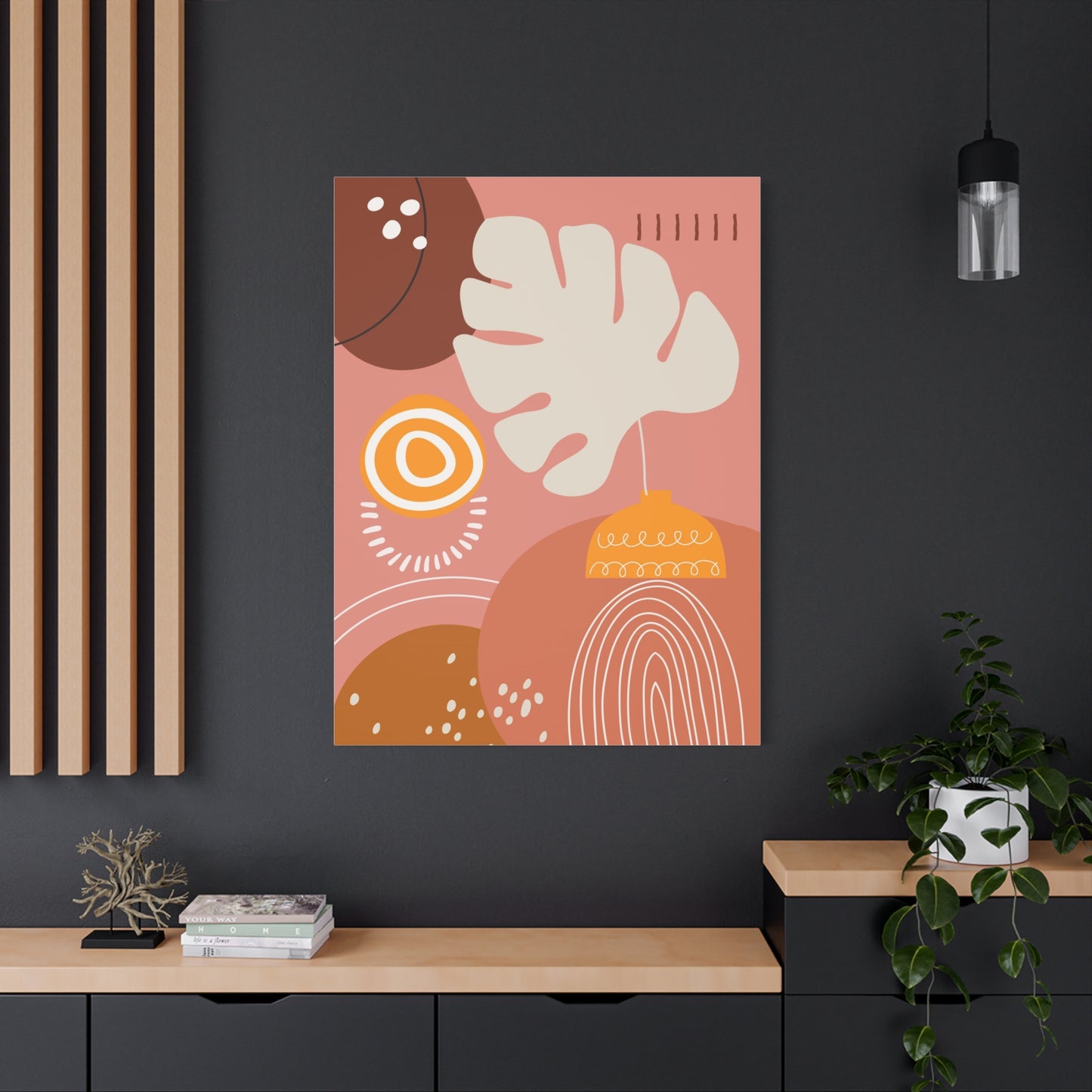 Wander Vase Art Set 1.3 - Matte Canvas Decor with Minimalist Leaf Design