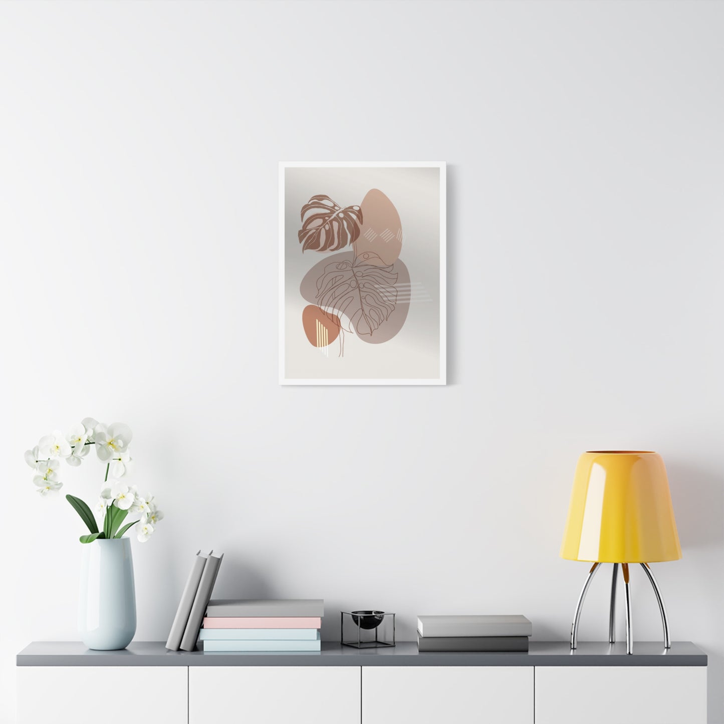 Brown Leaf Wall Painting Set 1.1 - Matte Canvas Decor with Minimalist Leaf Design