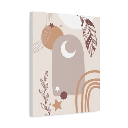 Sunset Botanica Art 1.2 - Matte Canvas Decor with Minimalist Leaf Design