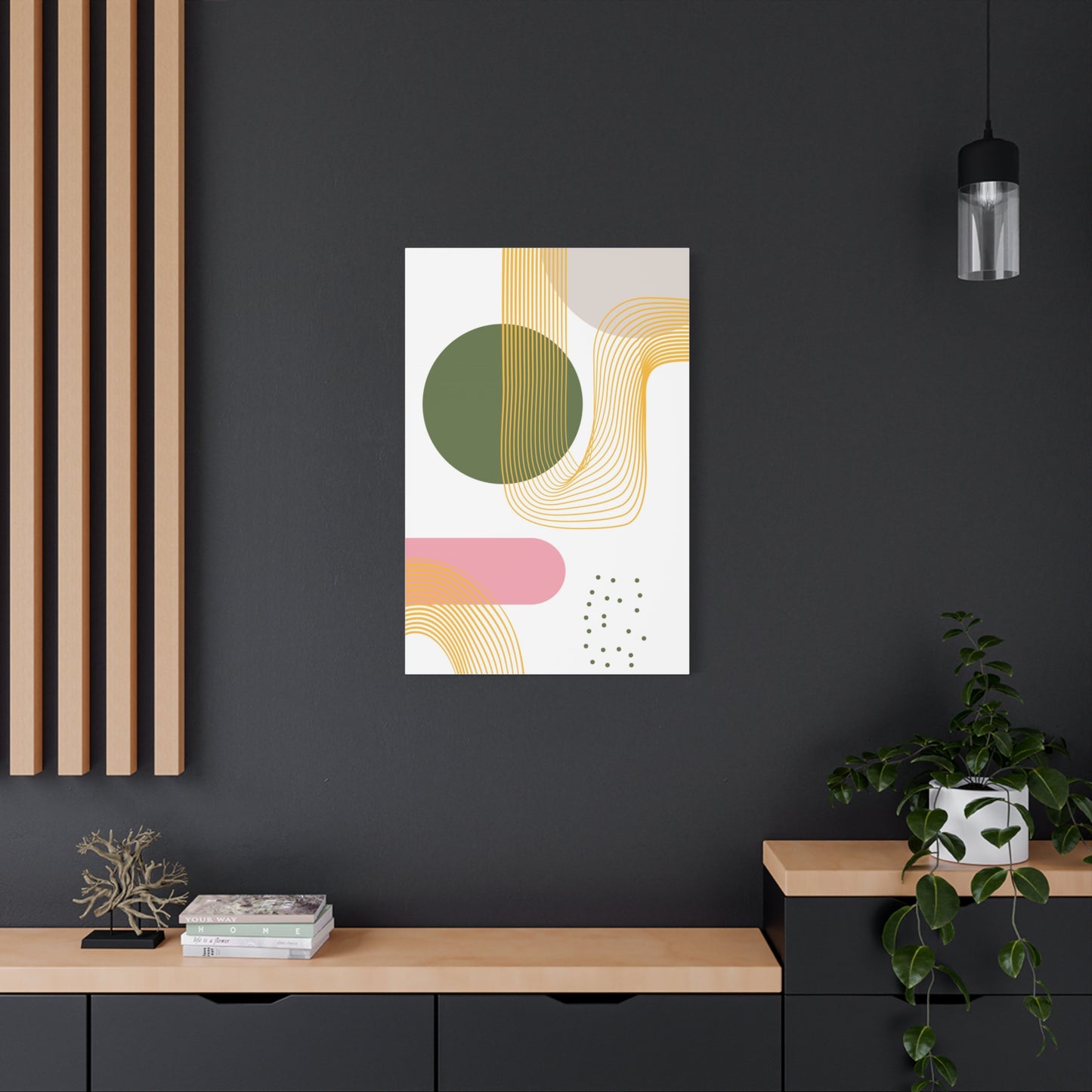 Minimal Geo Art Set 1.1 - Matte Canvas Decor with Minimalist Leaf Design