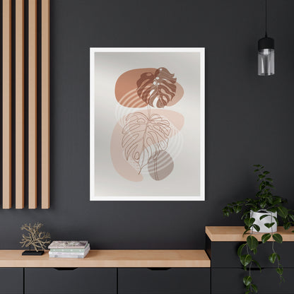 Brown Leaf Wall Painting Set 1.2 - Matte Canvas Decor with Minimalist Leaf Design