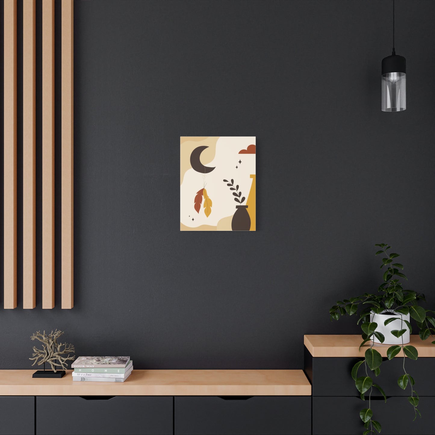 Nocturne Petal Art Set 1.2 - Matte Canvas Decor with Minimalist Leaf Design