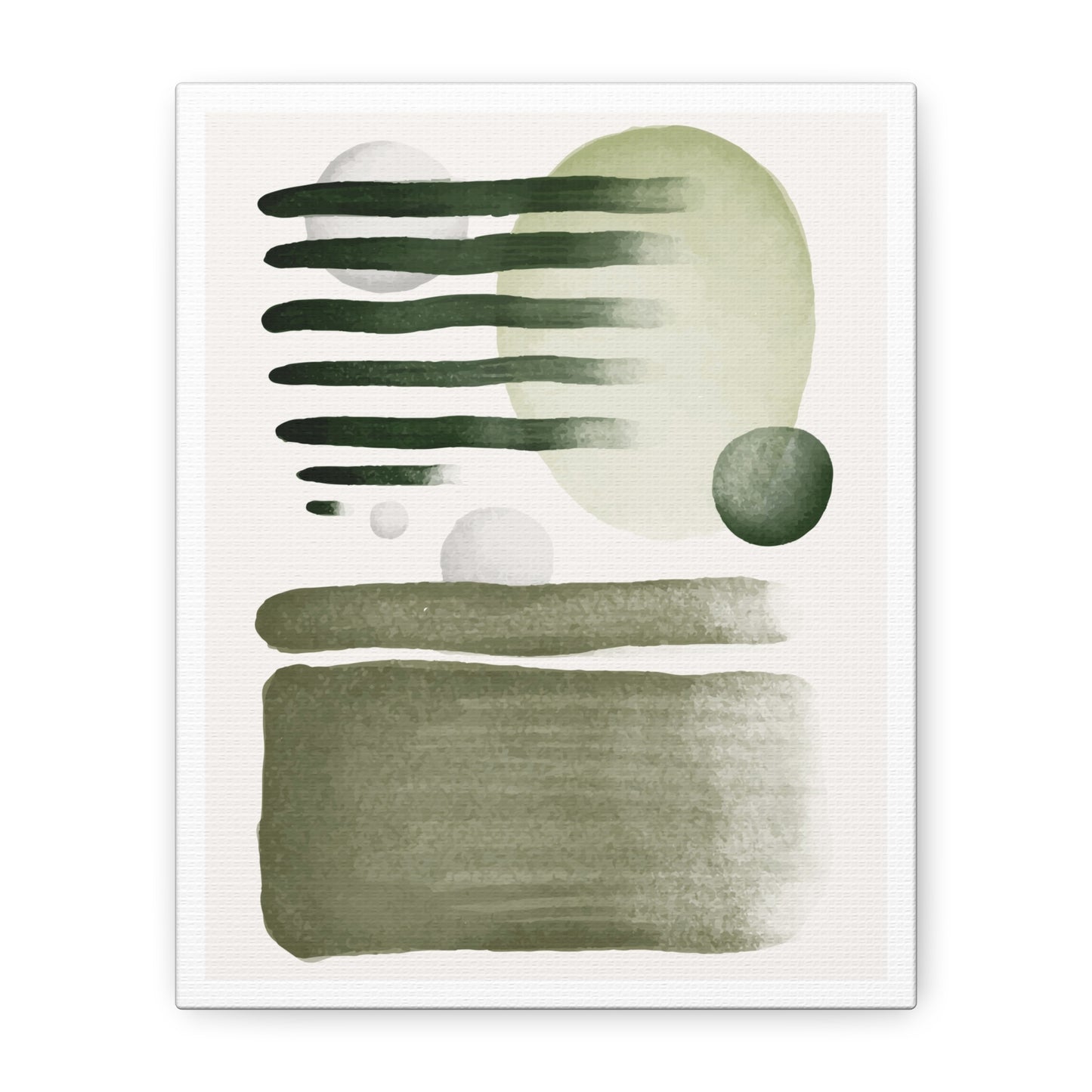 Olive Green Art Set 1.1 - Matte Canvas Decor with Minimalist Leaf Design