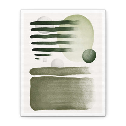 Olive Green Art Set 1.1 - Matte Canvas Decor with Minimalist Leaf Design