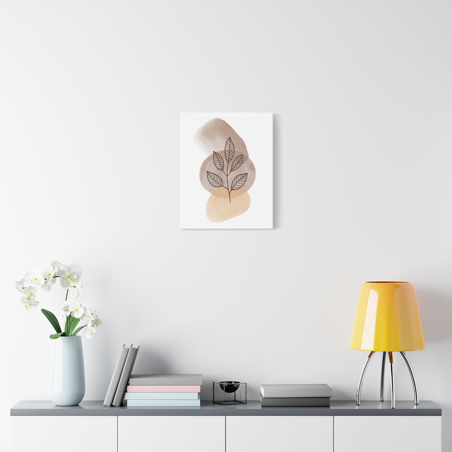 Brown Botanical Wall Art Set 1.2 - Matte Canvas Decor with Minimalist Leaf Design