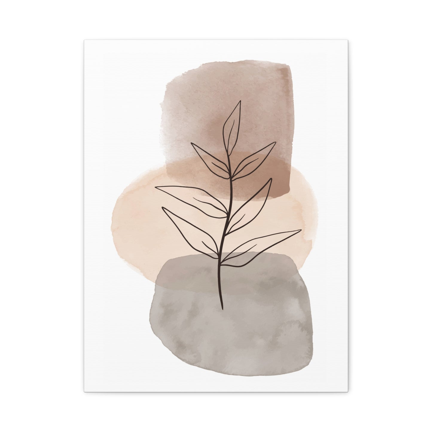 Brown Modern Botanical Wall Art Set 1.3 - Matte Canvas Decor with Minimalist Leaf Design