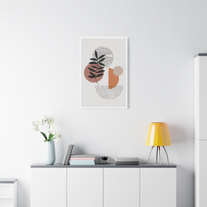 Orange Tone Flower Art Set 1.3 - Matte Canvas Decor with Minimalist Leaf Design