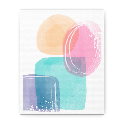 Soft Watercolor Color Set 1.1 - Matte Canvas Decor with Minimalist Leaf Design