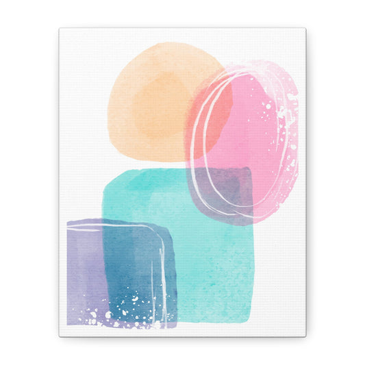 Soft Watercolor Color Set 1.1 - Matte Canvas Decor with Minimalist Leaf Design