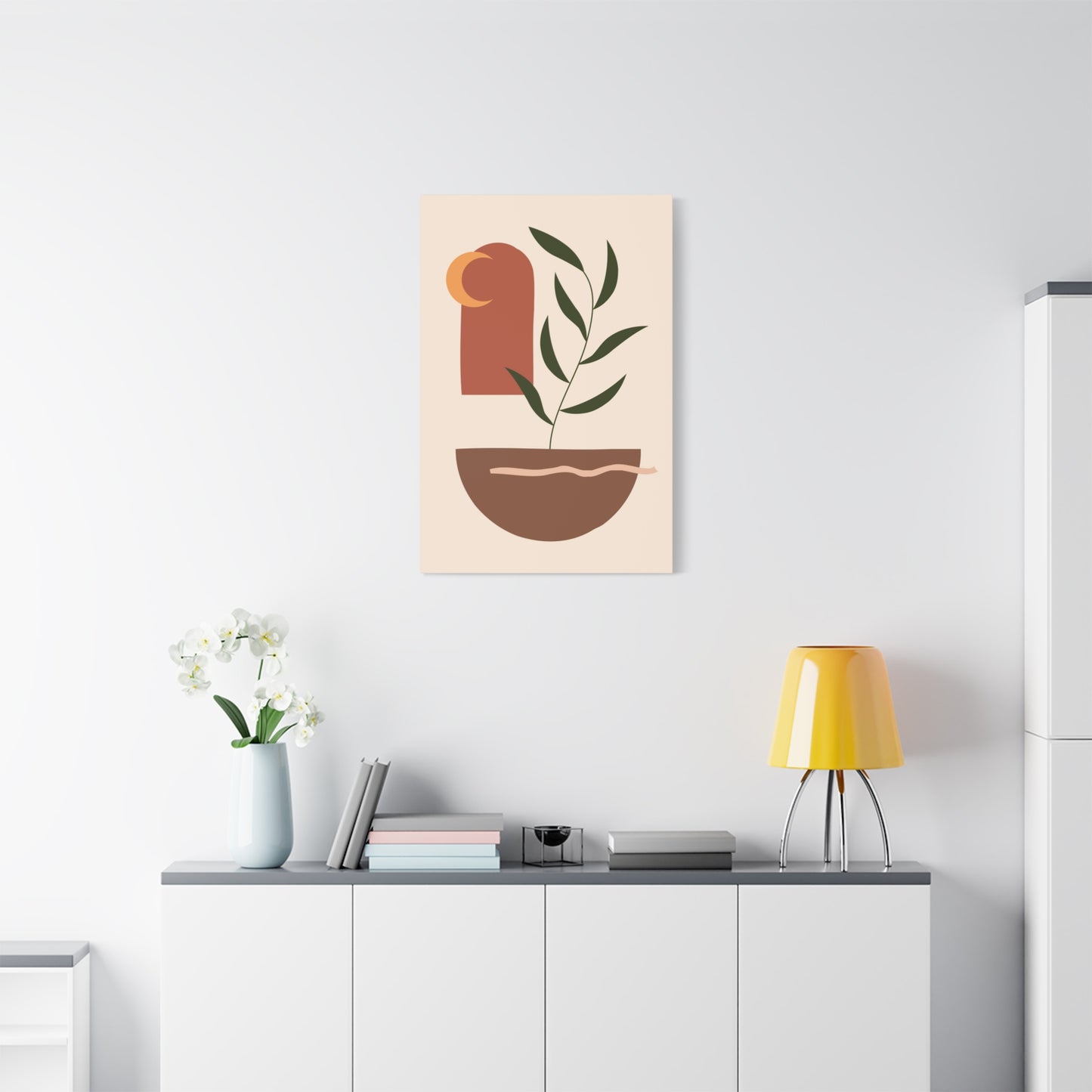 Petal Village Art 1.3 - Matte Canvas Decor with Minimalist Leaf Design