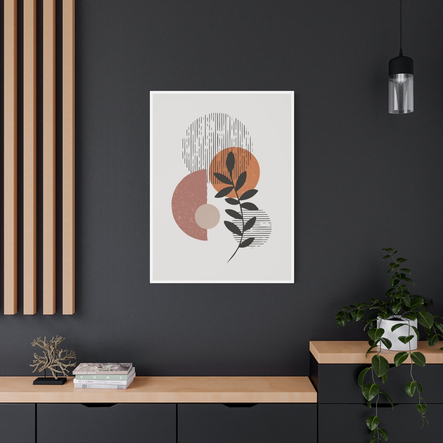Orange Tone Flower Art Set 1.1 - Matte Canvas Decor with Minimalist Leaf Design
