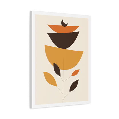 Lunar Bloom Art Set 1.2 - Matte Canvas Decor with Minimalist Leaf Design