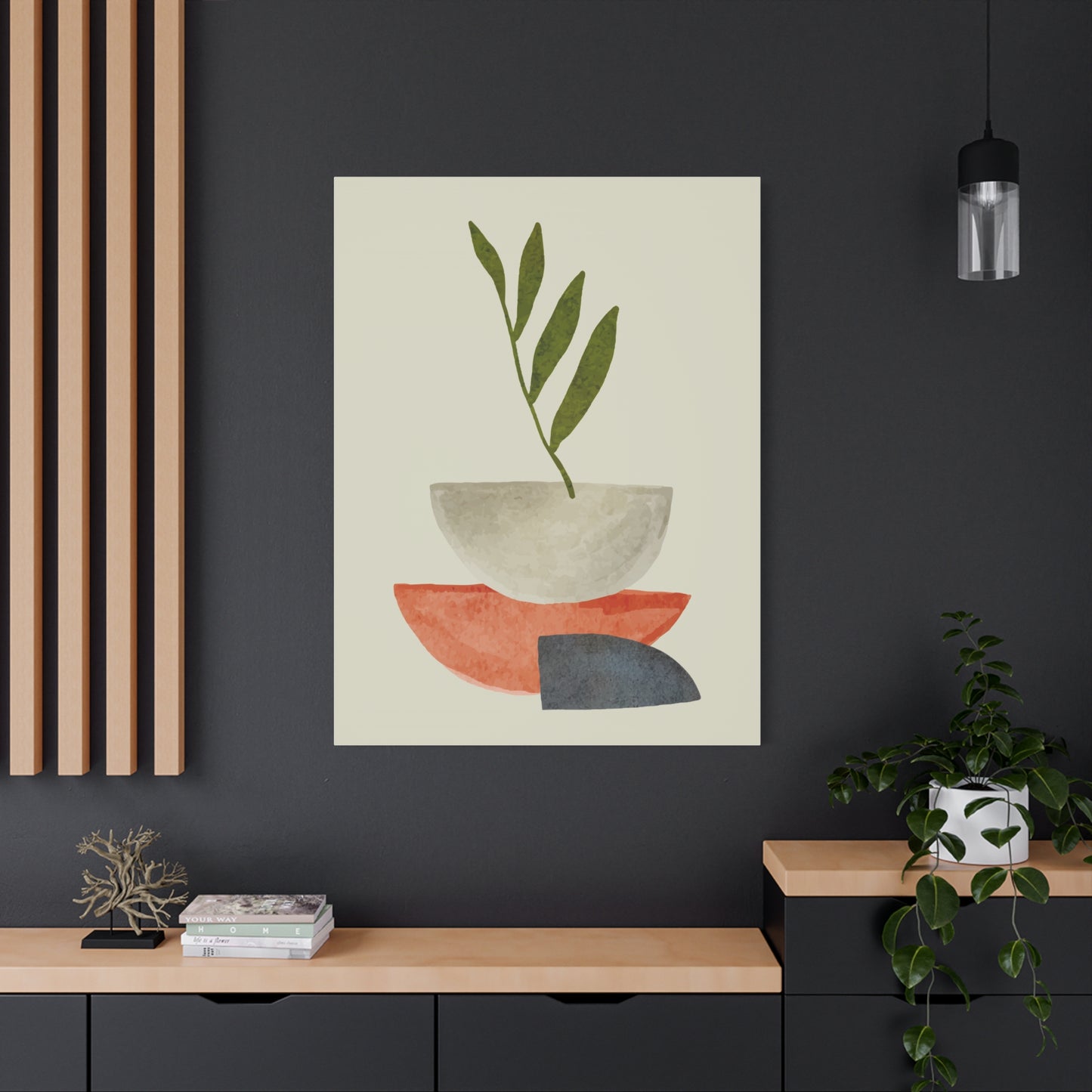 Flower Wall Art Set 1.3 - Matte Canvas Decor with Minimalist Leaf Design