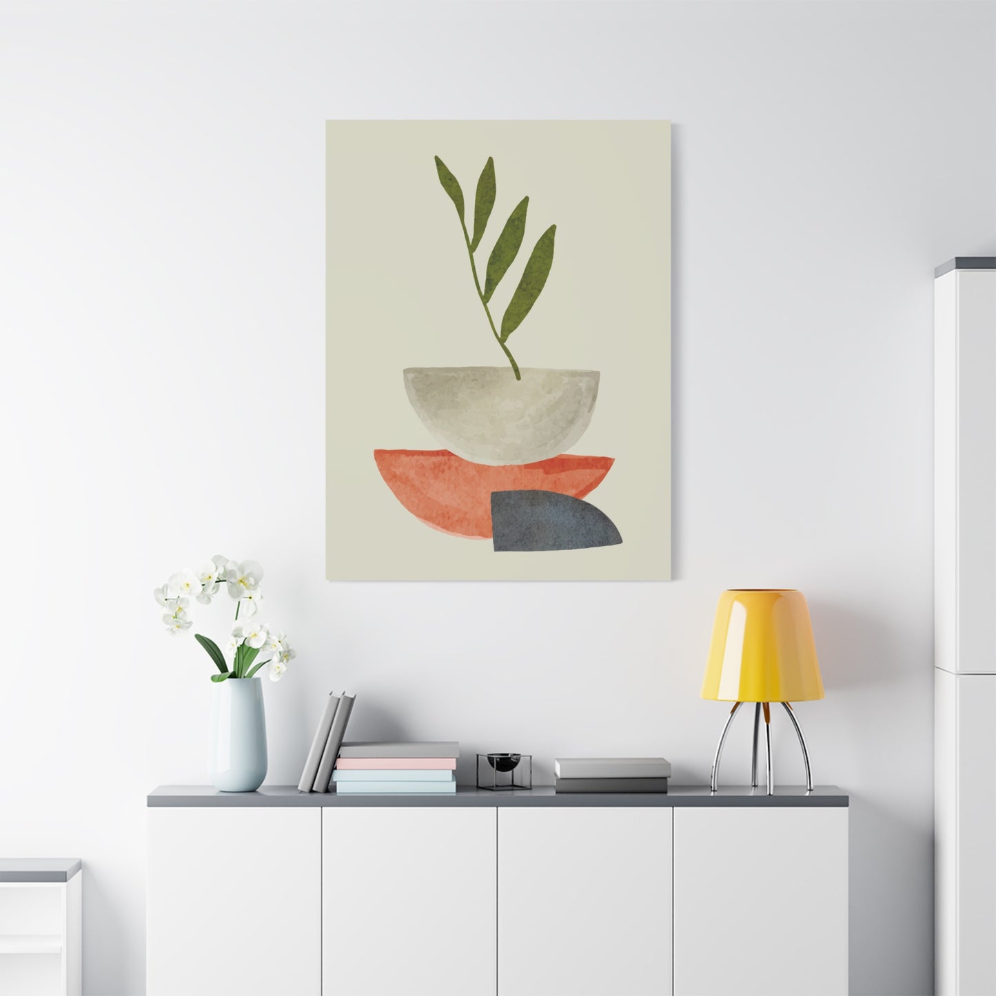 Flower Wall Art Set 1.3 - Matte Canvas Decor with Minimalist Leaf Design